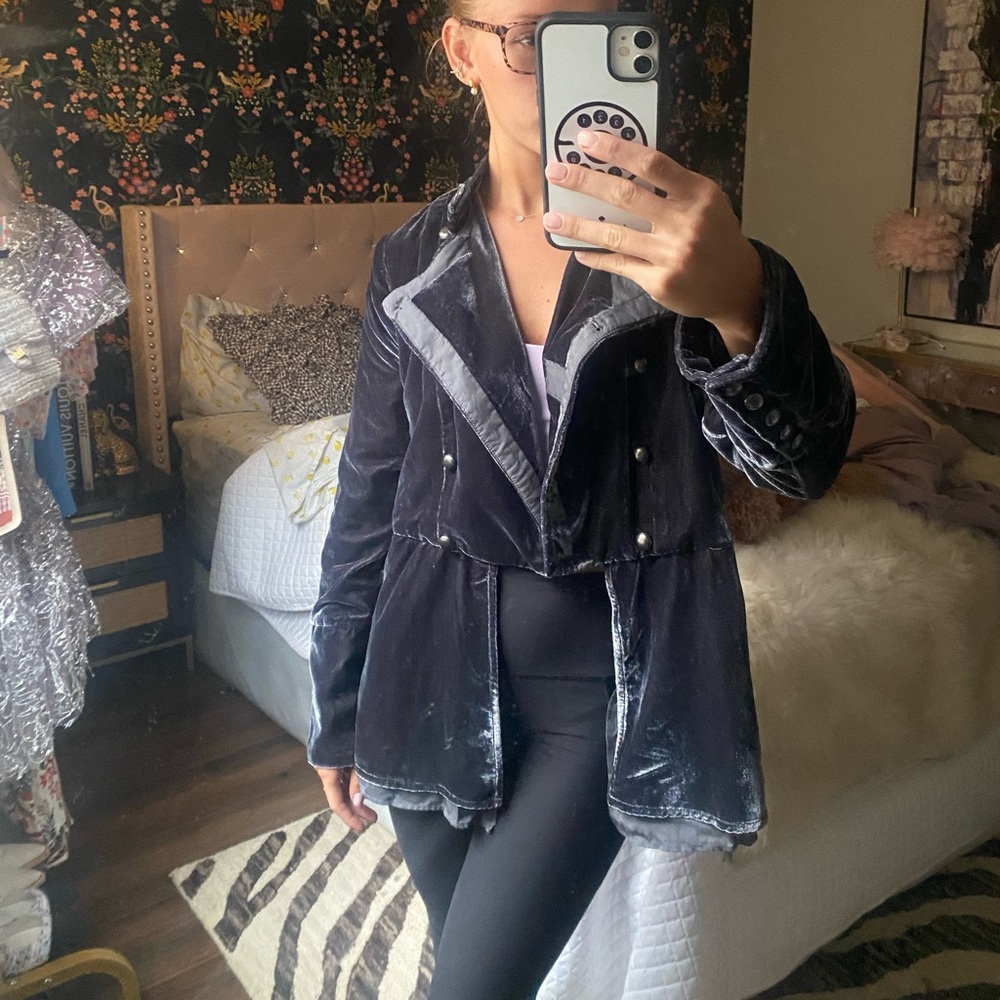 Free people velvet military jacket